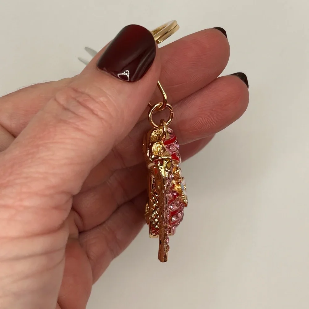 Bling Pink & Gold High Heel Keychain/Bag Charm with Floral Accents
